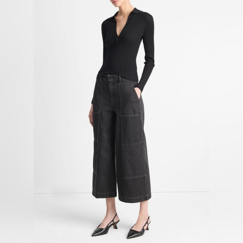Vince Cotton Utility Crop Wide Leg Jeans NWT